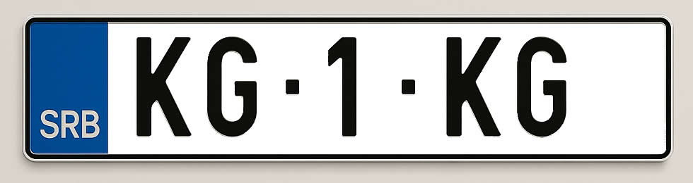 registarska auto tablica kg-1-kg